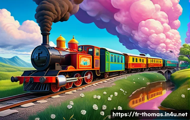 기관차 캐릭터를 주제로 한 동화책 - **"The Whimsical Dream Express"**: A vibrant, anthropomorphic steam locomotive with a gentle, inquis...